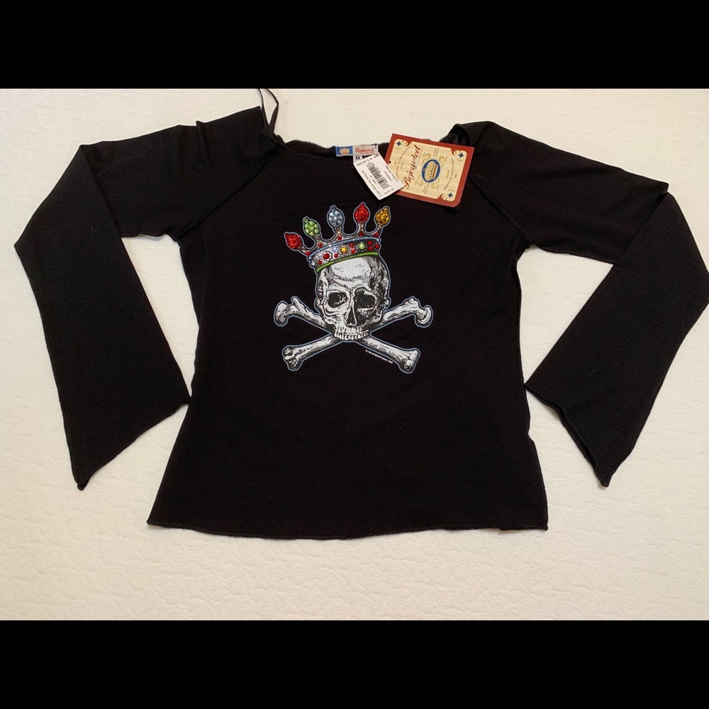 Bejeweled Crown Skull off the shoulder top